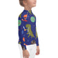 Kids Rash Guard - Dinosaurs Playing Baseball in Outer Space - Dall-E 2 Collab